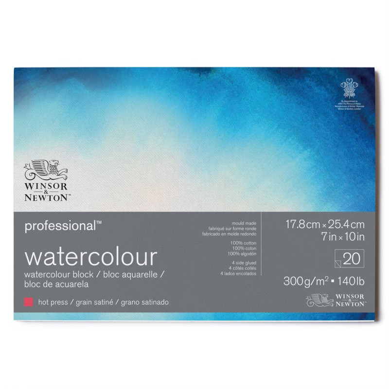 Image of Akvarellblock Winsor & Newton Premium Hot Press 300g 18x26cm 20ark 6664005 884955076323