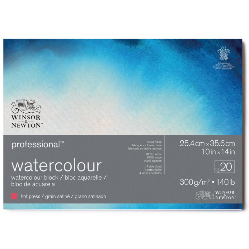 Image of Akvarellblock Winsor & Newton Premium Hot Press 300g 26x36cm 20ark 6664007 884955076347