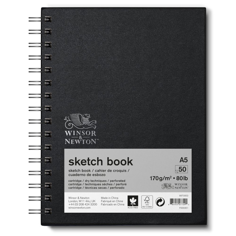 Image of Skissbok Winsor & Newton 170g  A5. 50ark Spiral (6F) 6673002 884955077092