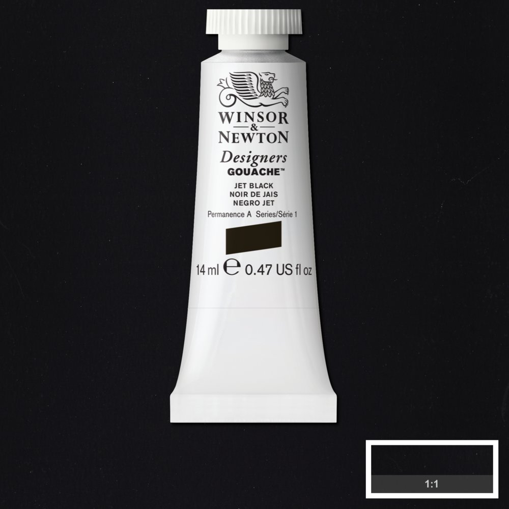 Image of Gouachefärg Winsor & Newton 14ml  Jet black 335 (3F) S1 605335 884955089170