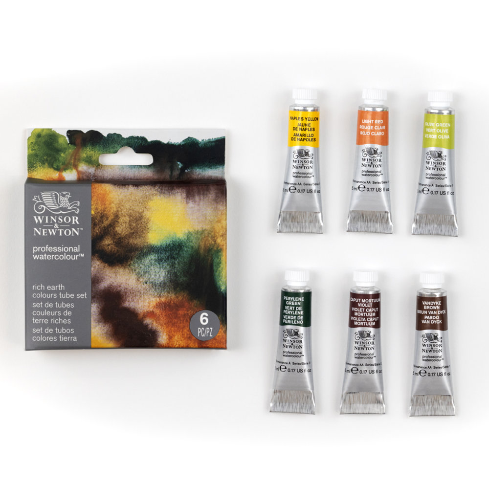 Image of Akvarellfärgset Winsor & Newton Prof. Rich Earth Set 6st 5ml tuber 190835 884955099636