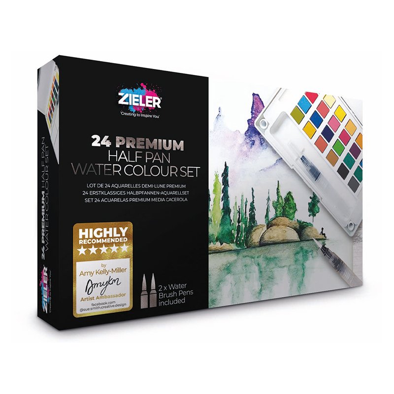 Image of Akvarellfärgset Zieler 24 Premium Half Pan Watercolour Set 09292261 0604565115508