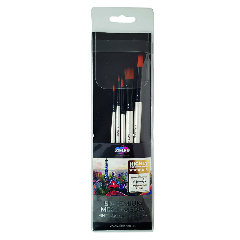 Image of Penselset Zieler Premium Brushes (pack of 5) - Mixed Media 09299266 0604565115973