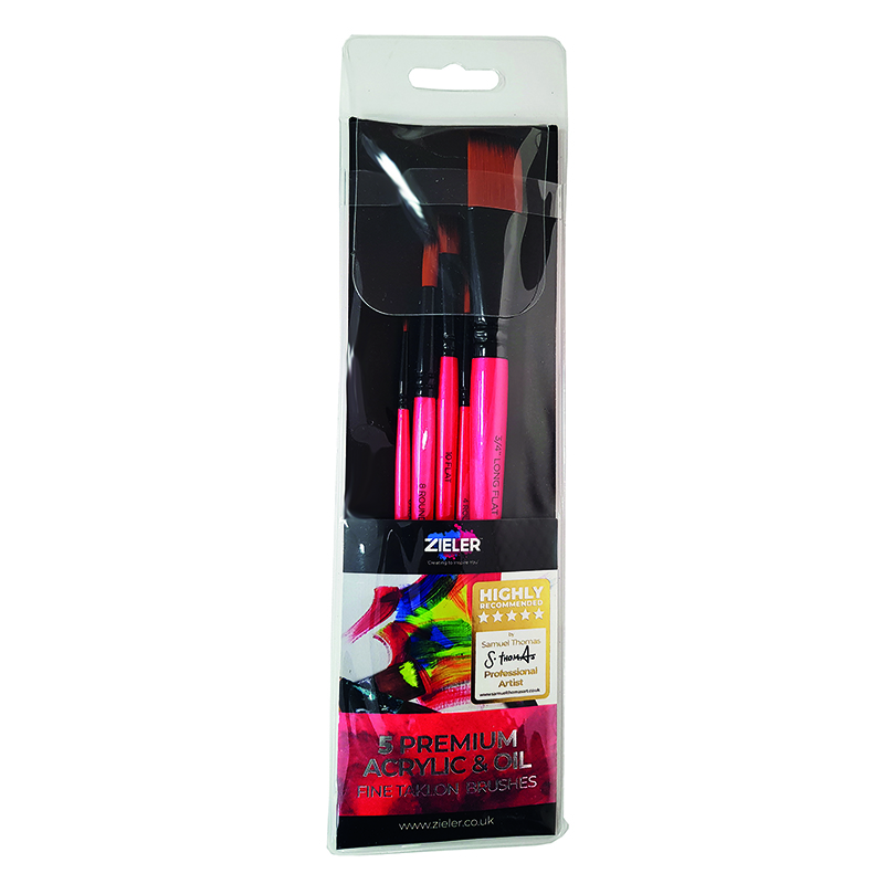 Image of Penselset Zieler Premium Brushes (pack of 5) - Acrylic & Oil 09299268 0604565115935