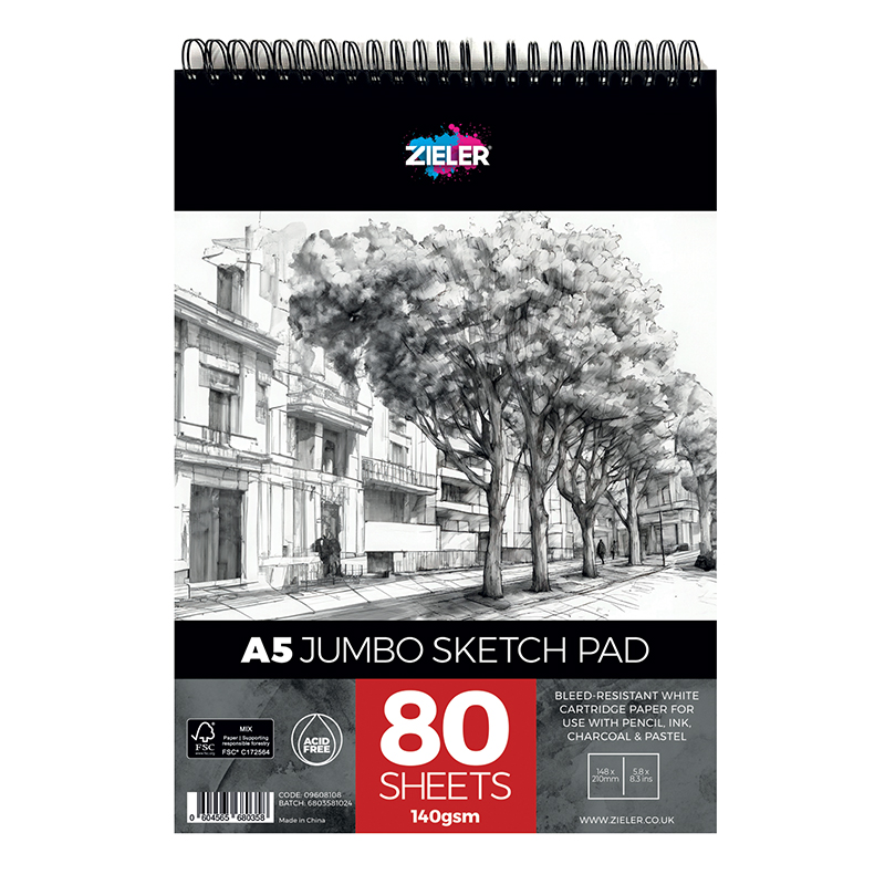 Image of Block Zieler Jumbo Sketch Pad - A5 (80 sheets) - 09608108 0604565680358